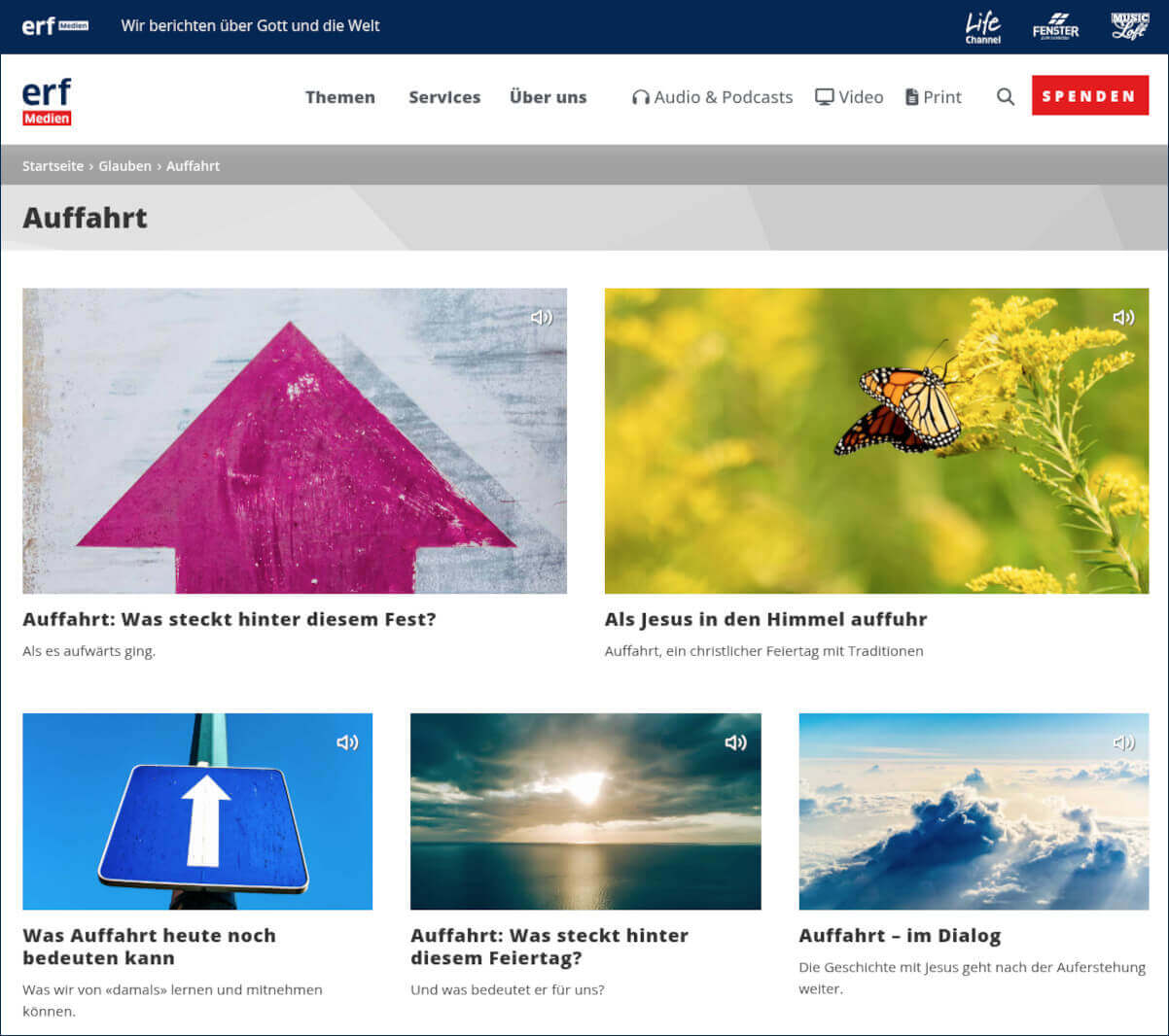 Radiobeiträge Podcast zum Thema Auffahrt Bedeutung auf ERF-Medien.ch